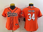 Women's Chicago Bears #34 Walter Payton Orange With Patch Cool Base Stitched Baseball Jersey,baseball caps,new era cap wholesale,wholesale hats